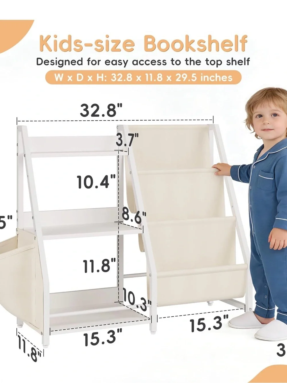 White Kids Bookshelf & Storage Organizer